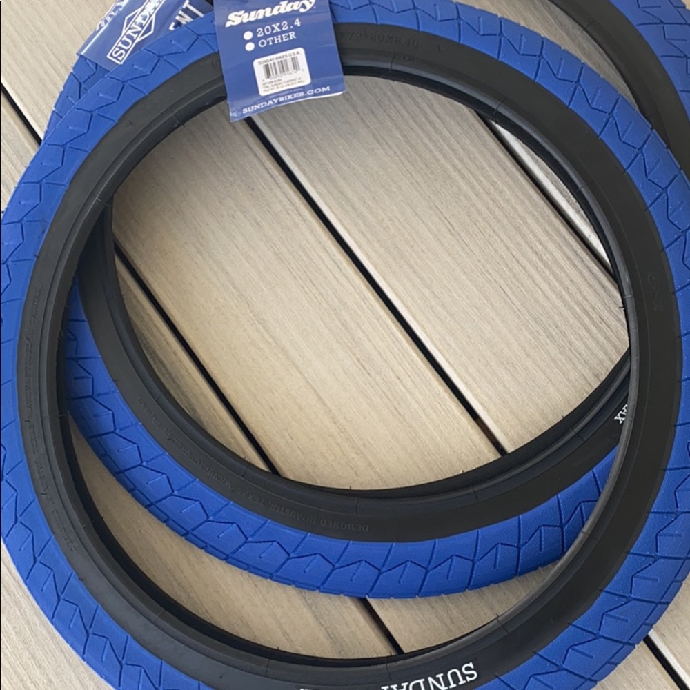 COPY - Pair of blue bmx Sunday tires bmx bike tires